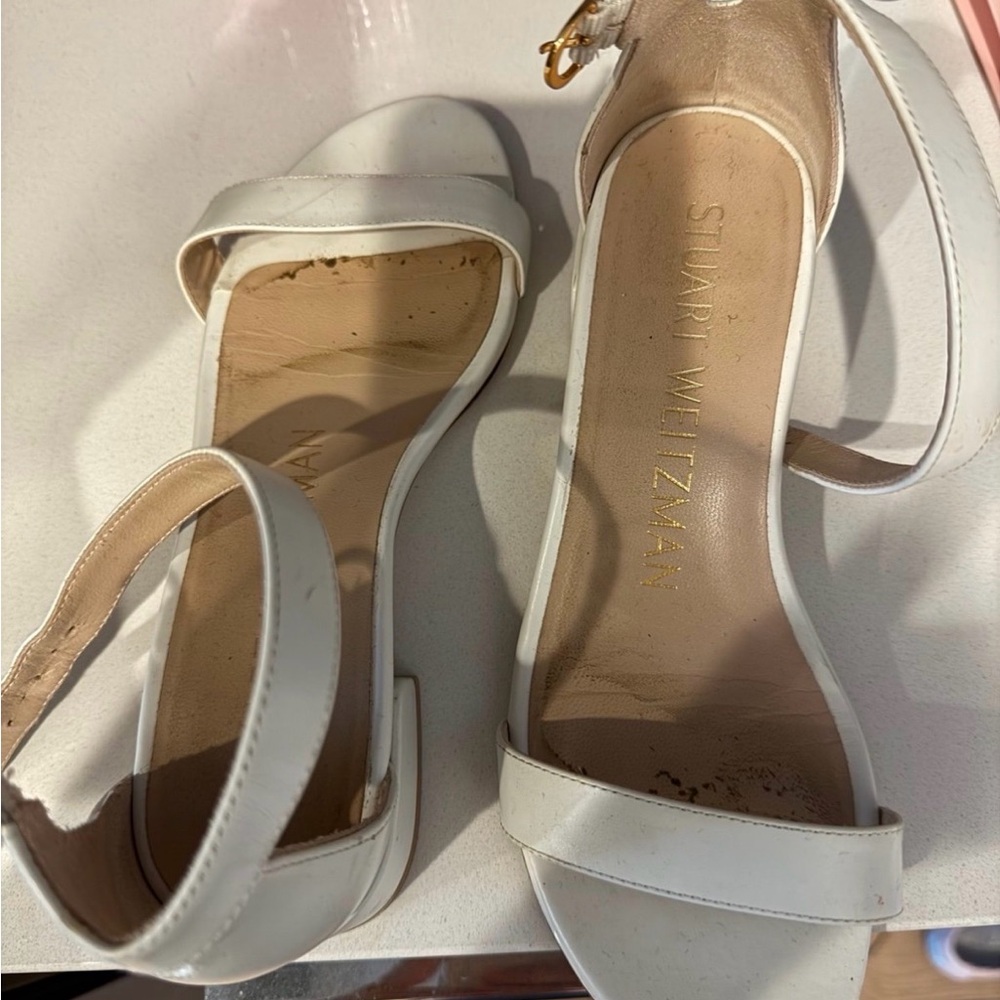 Stuart Weitzman Cream Heeled Sandals
